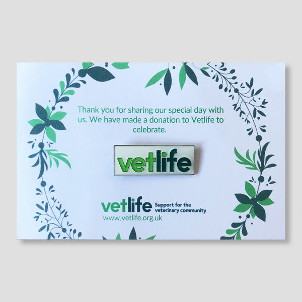 Vetlife pin badge and Card