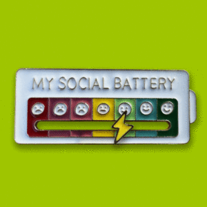 Vetlife Social Battery White Pin Badge
